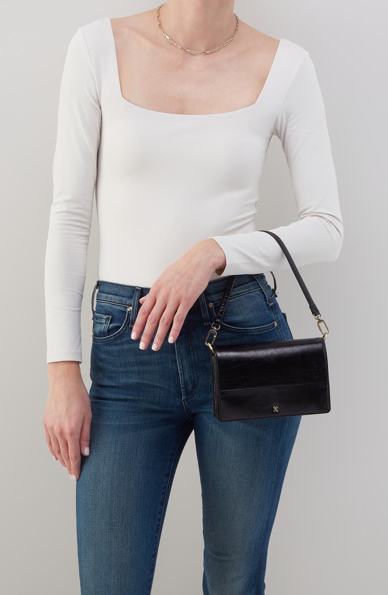 HOBO Jill Leather Phone Crossbody Bag, Alternate, color, Black