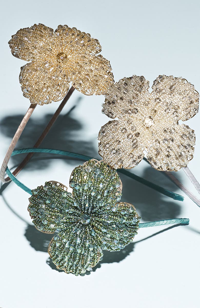 Cara 'Elegant Crystal' Flower Headband, Alternate, color, 
