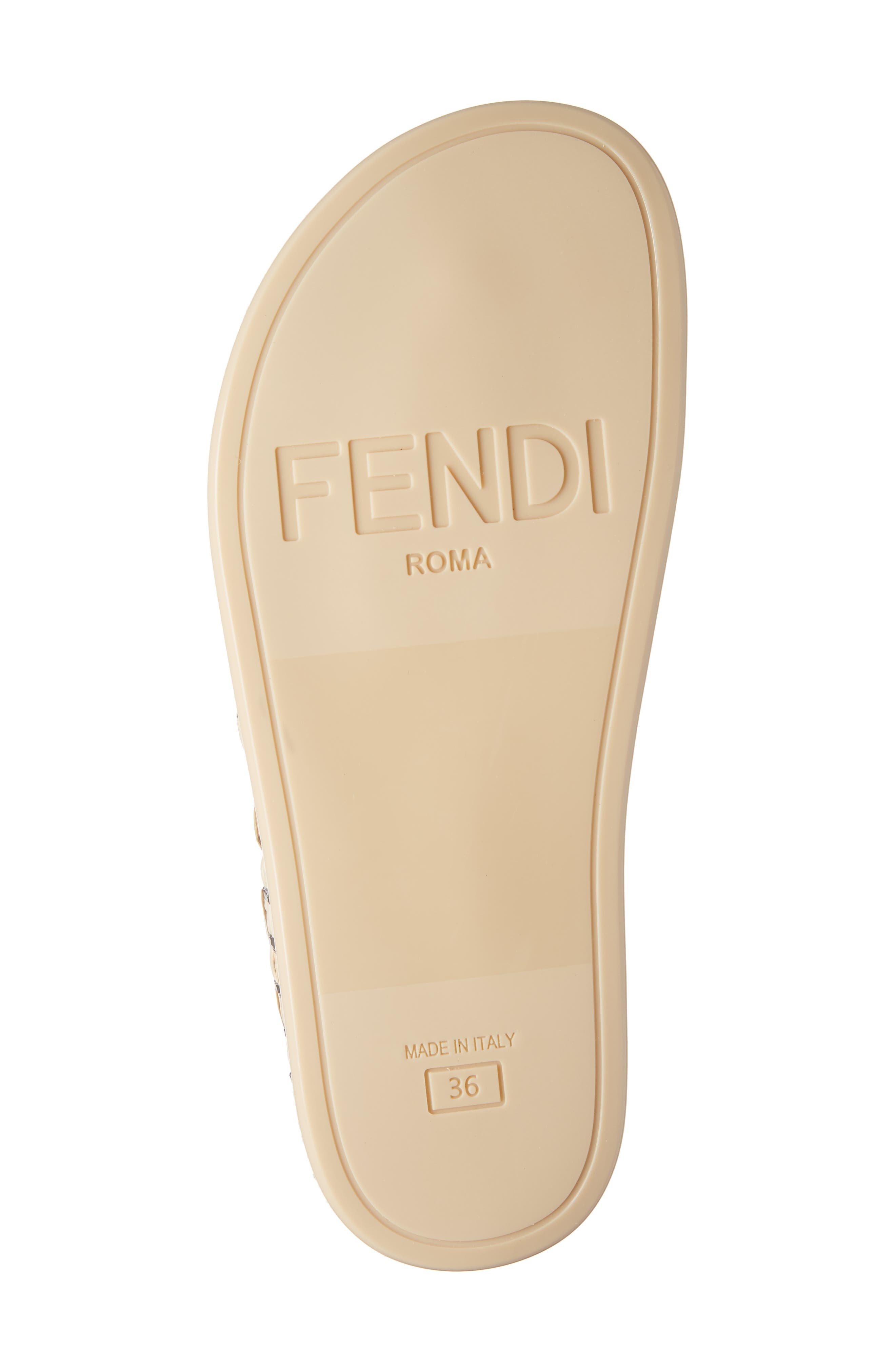 Fendi FF Logo Woven Slide Sandal, Alternate, color, 