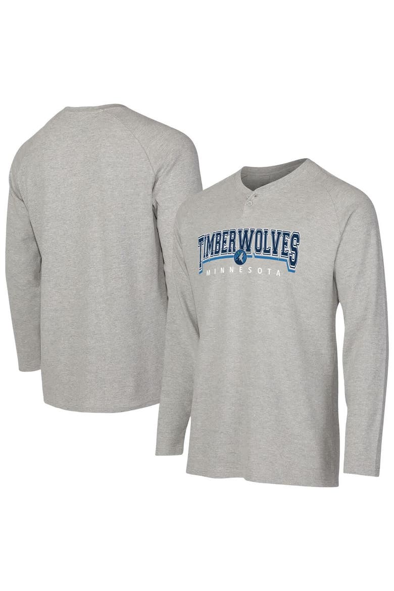 Men's Concepts Sport  Gray Minnesota Timberwolves Hawthorn Thermal Knit Long Sleeve Henley T-Shirt, Main, color, Gray
