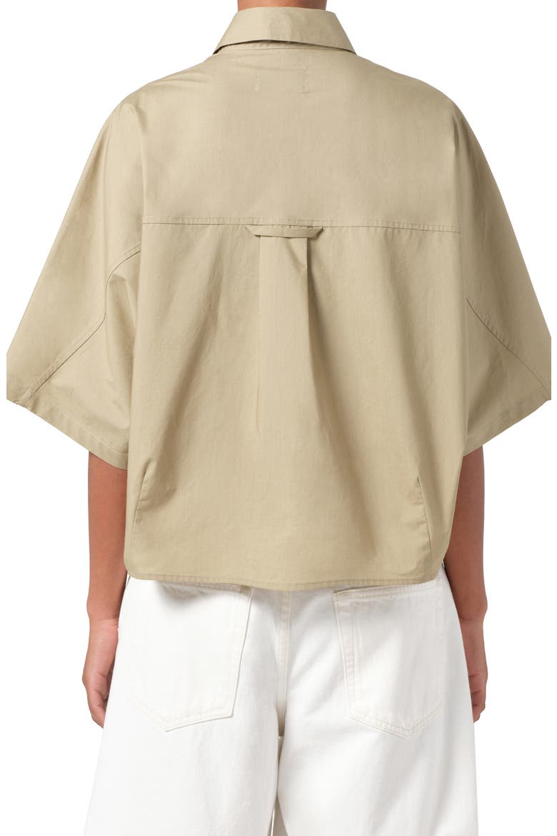 Merrin Short Sleeve Cotton Poplin Button-Up Shirt, Alternate, color, COCOON