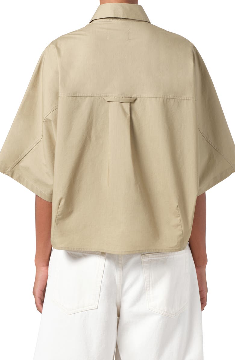 AGOLDE Merrin Short Sleeve Cotton Poplin Button-Up Shirt, Alternate, color, Cocoon