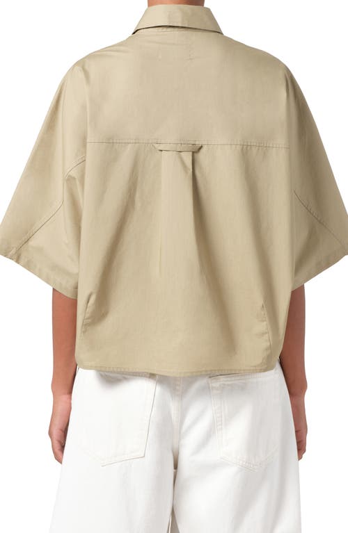 Shop Agolde Merrin Short Sleeve Cotton Poplin Button-up Shirt In Cocoon