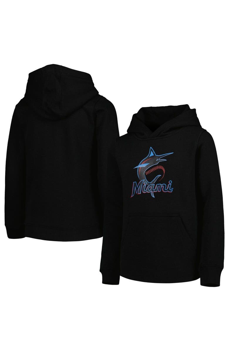 Outerstuff Youth Black Miami Marlins Team Primary Logo Pullover Hoodie, Main, color, 