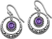 SAMUEL B. Sterling Silver Amethyst Round Drop Earrings