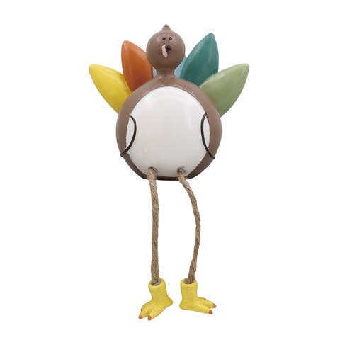 Resin Turkey Shelf Sitter Decorative Figurine for Fall Harvest Multicolor Indoor Tabletop Decoration