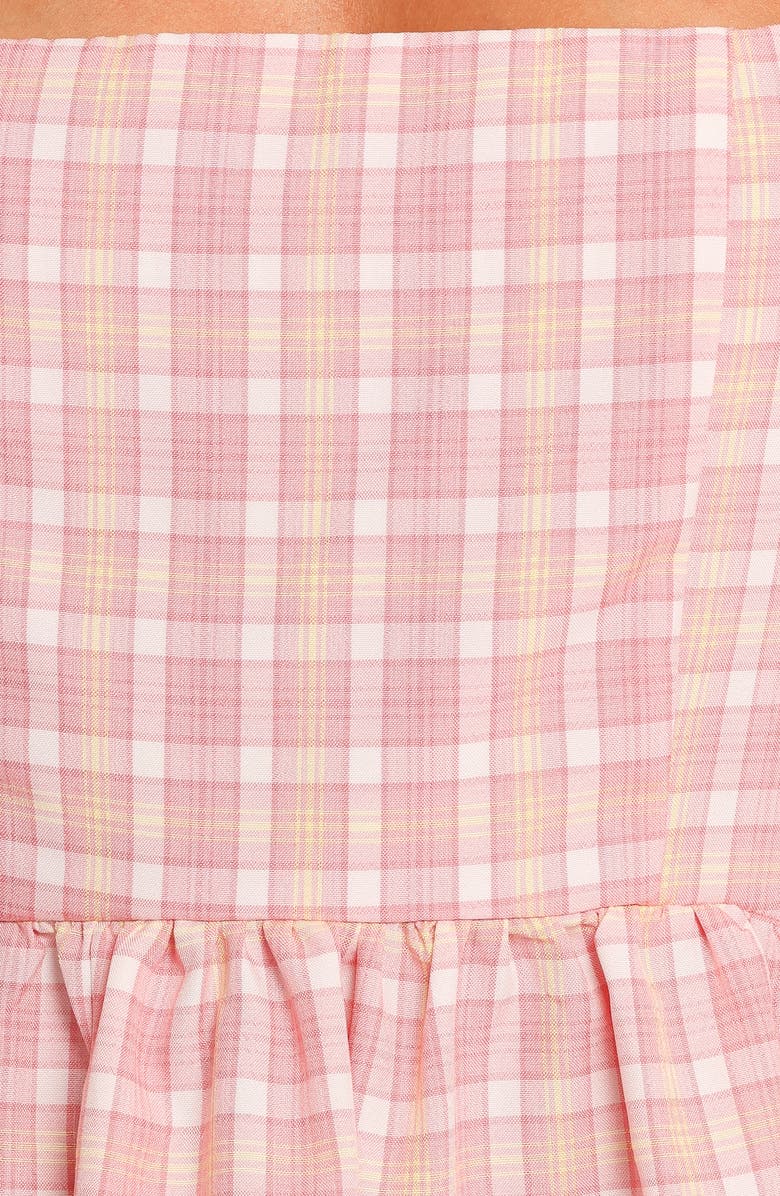 Petal & Pup Siena Check Puff Sleeve Minidress, Alternate, color, Pink Check