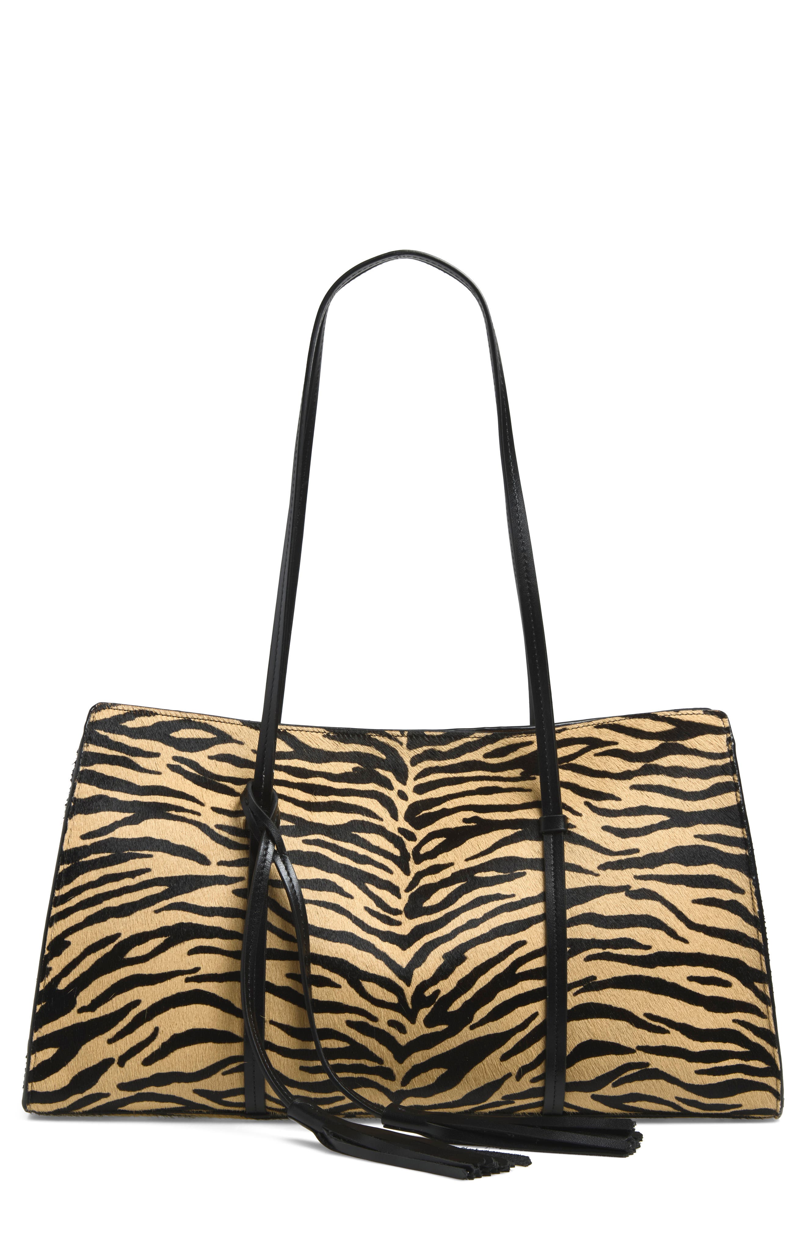 Elena Haircalf Shoulder Bag, Main, color, WARM TIGER HAIRCALF