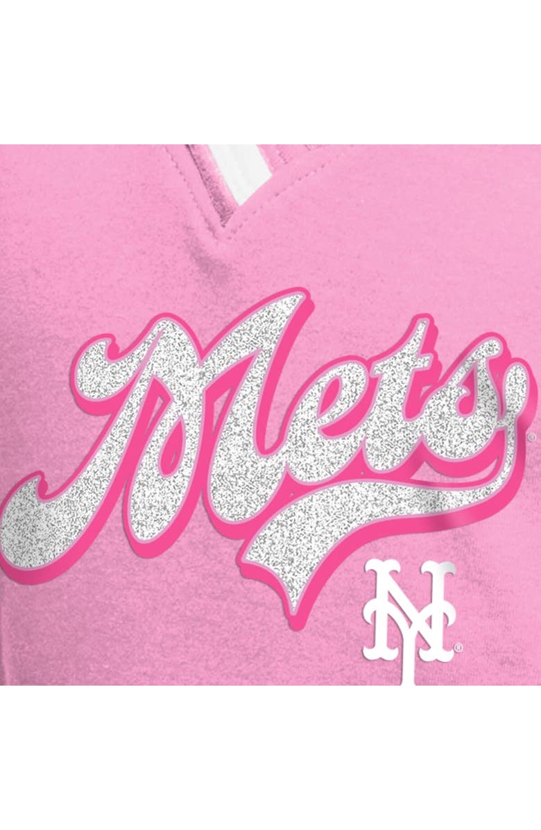 New Era Girls Youth New Era Pink New York Mets Mommy & Me Raglan V-Neck T-Shirt, Alternate, color, 