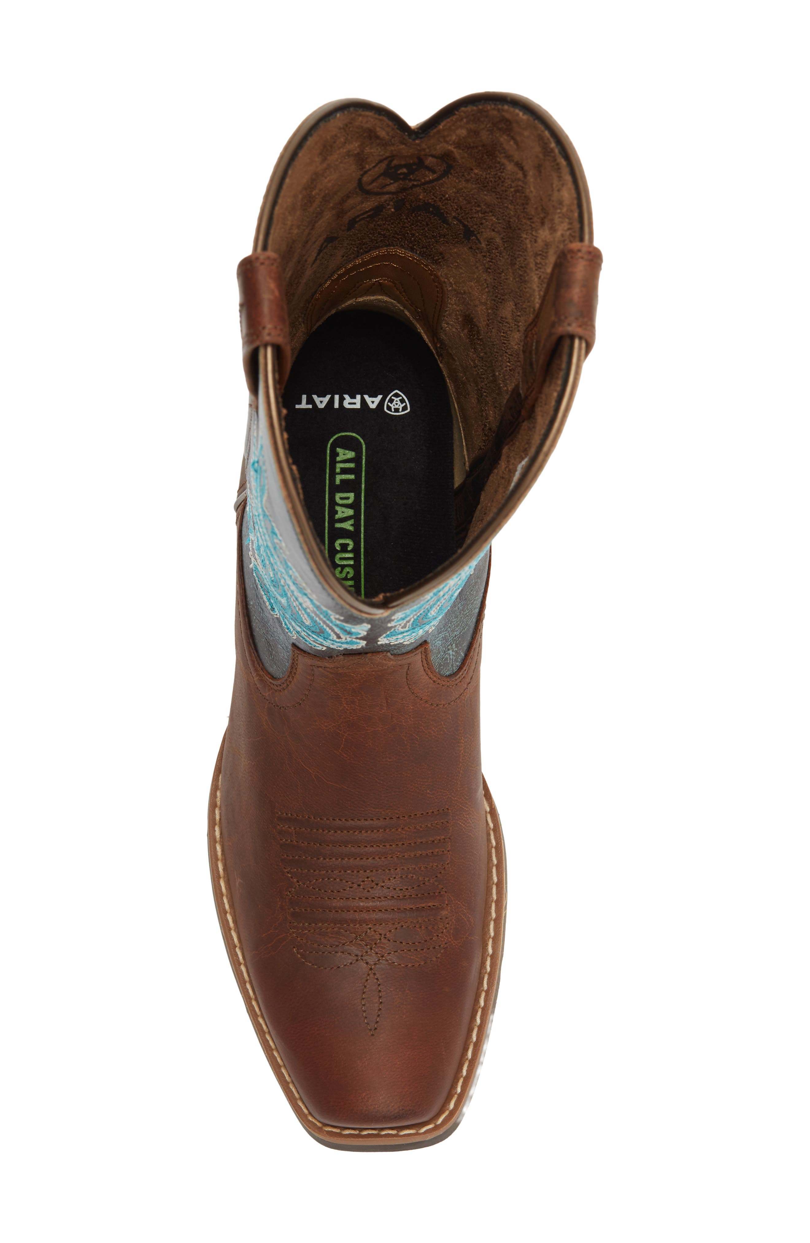 Round Up Narrow Cutter Toe Western Boot, Alternate, color, BROWN/BLUE