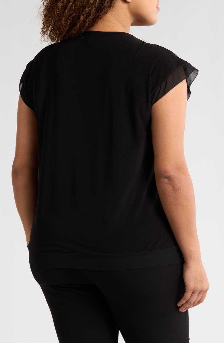 Anne Klein Pleated Mixed Media Top, Alternate, color, 