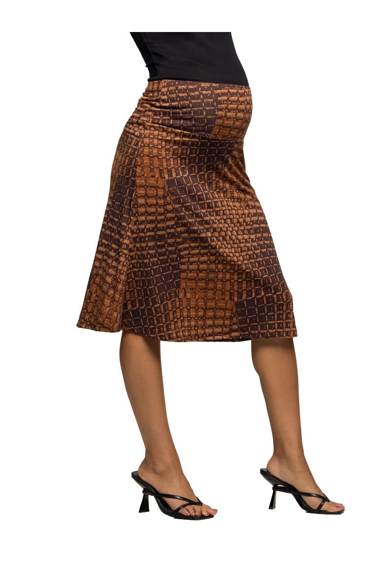 Geometric Print Knee Length Skirt, Alternate, color, Brown Multi