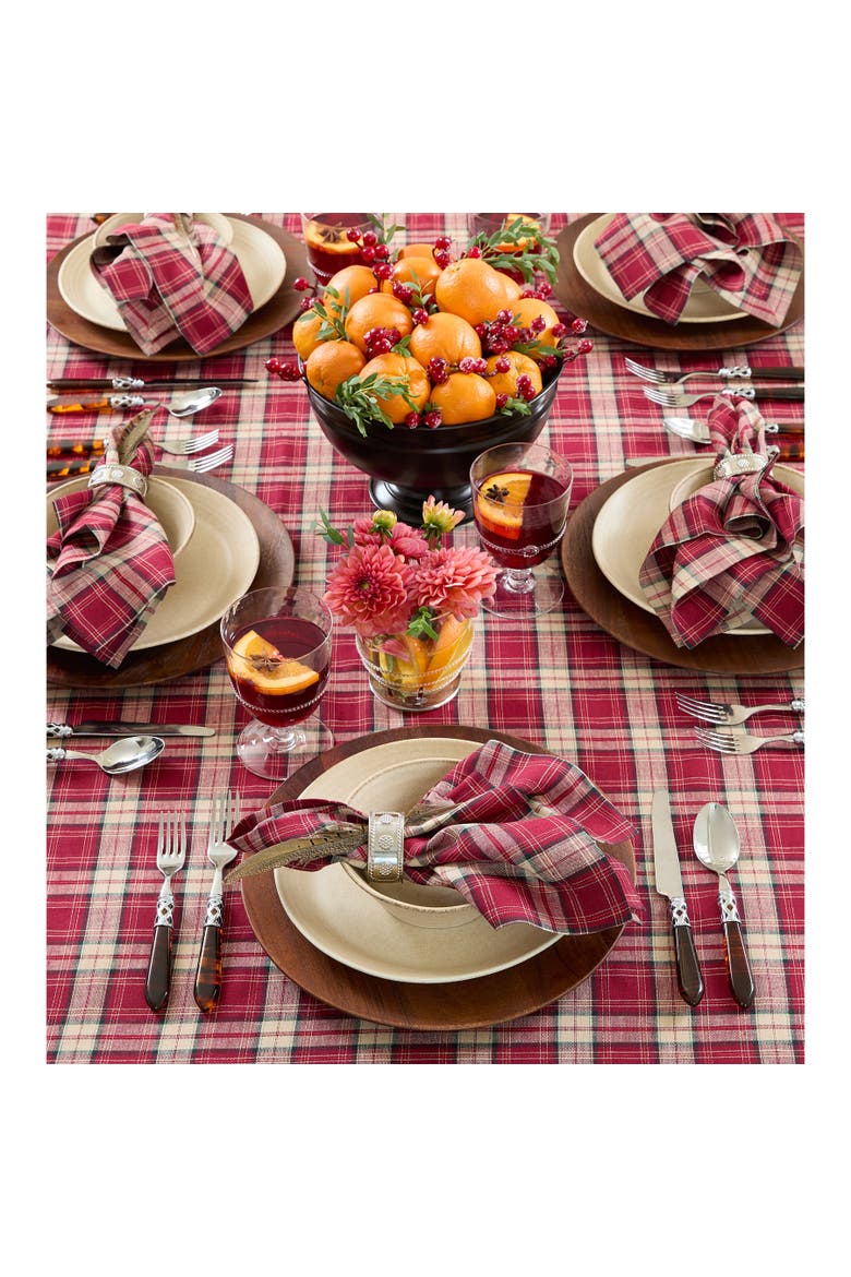 Linen Tablecloth - Burgundy Plaid, Alternate, color, Burgundy