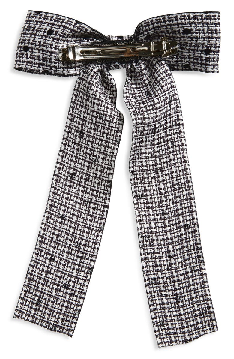 Tasha Dot Bow Barrette, Alternate, color, Black