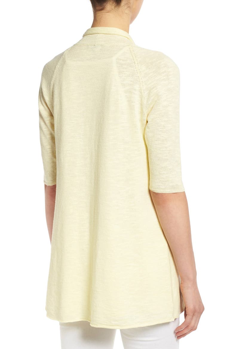 Organic Linen & Cotton Elbow Sleeve Straight Cardigan, Alternate, color, DAISY