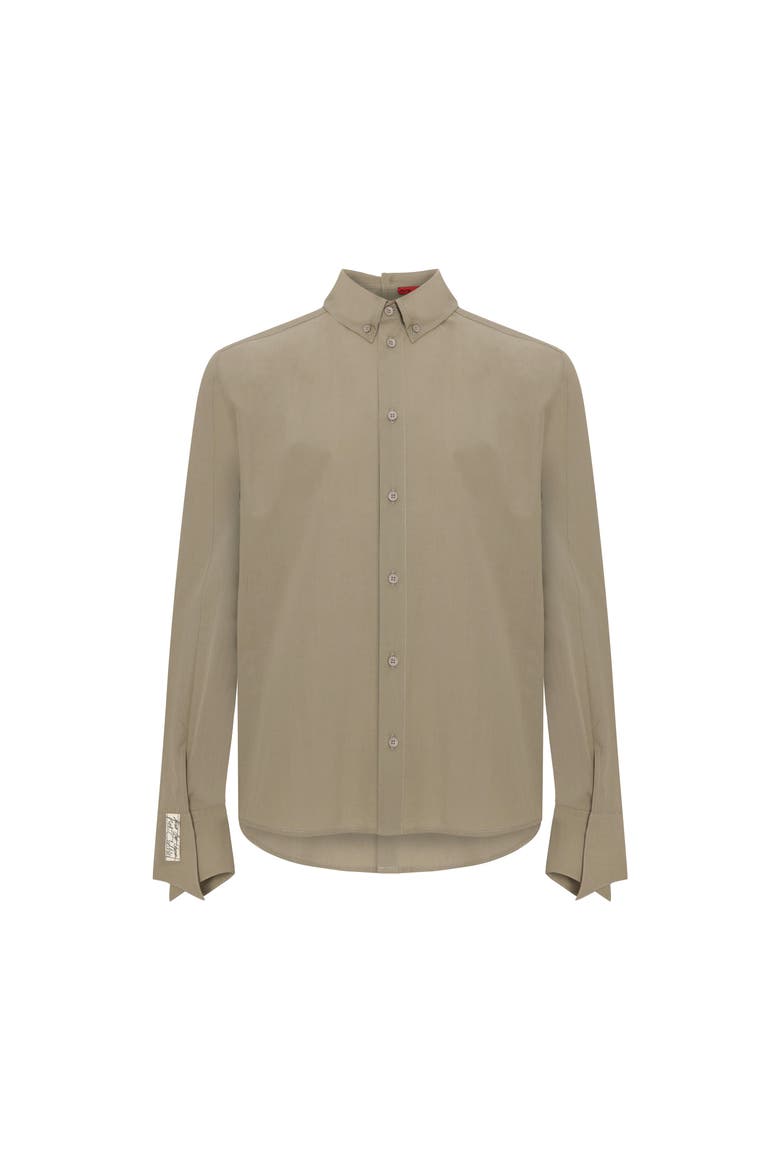 Pure Cotton Woven Shirt Fit Patch, Main, color, beige