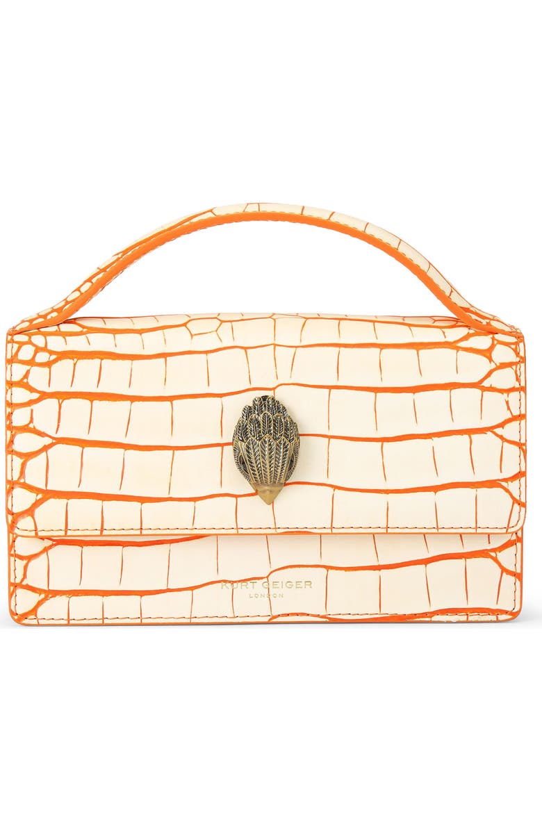 Kurt Geiger London Small Bond Croc Embossed Leather Top Handle Bag, Main, color,