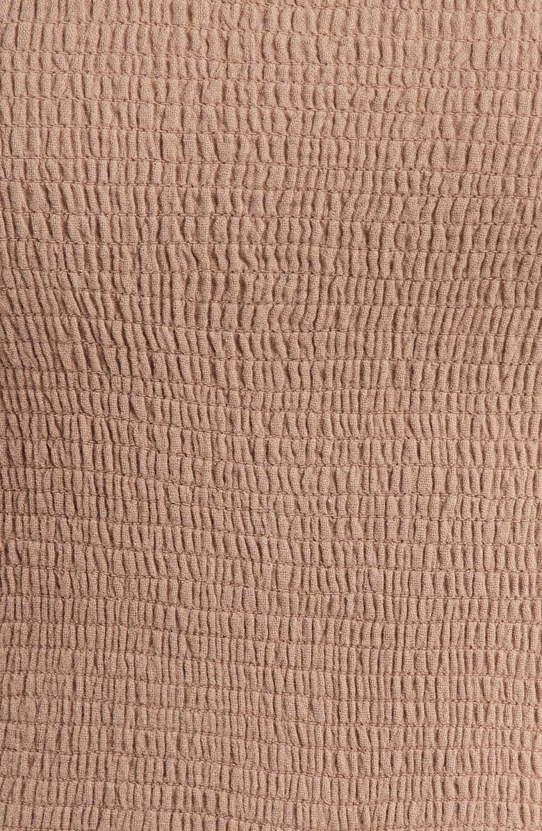 Elan Strapless Smocked Bodice Cotton Gauze Cover-Up Jumpsuit, Alternate, color, Taupe