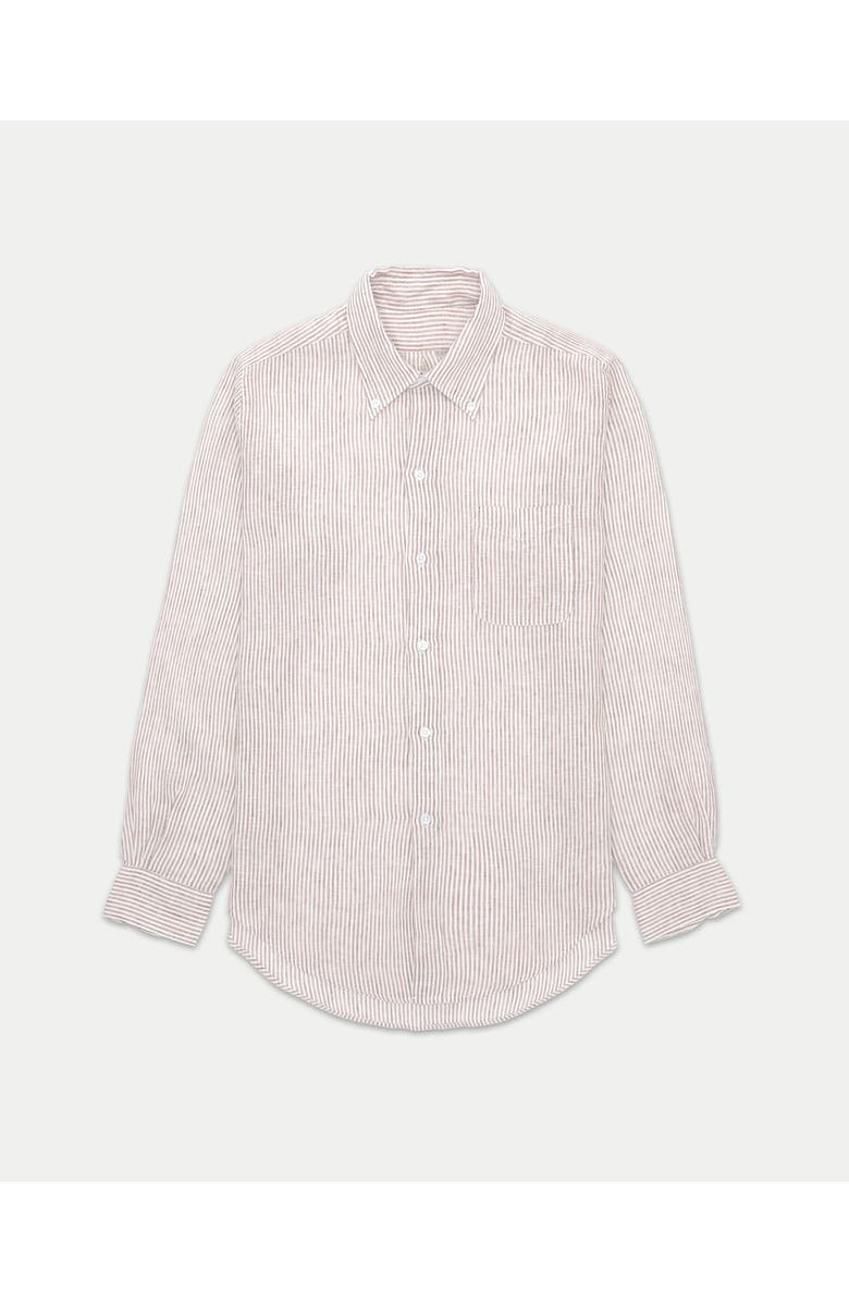Fortela King Linen Striped Shirt, Main, color, Brown