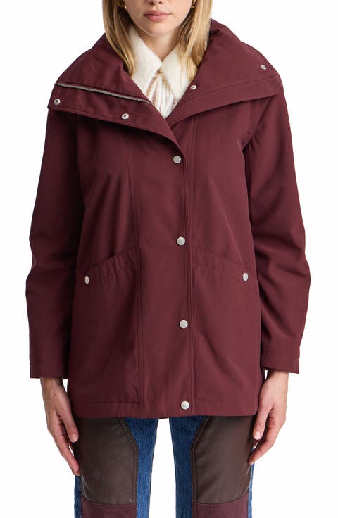 Funnel Neck Hood Rain Jacket