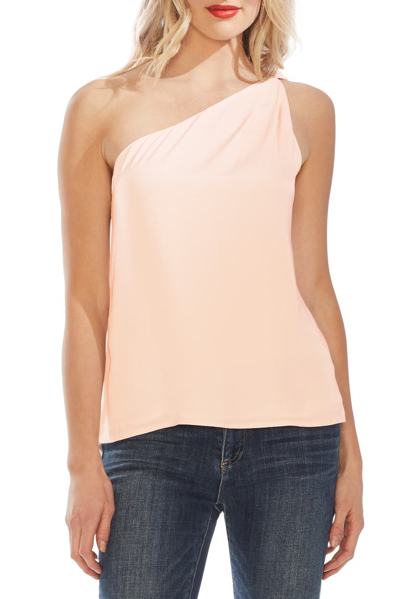 One-Shoulder Rumple Blouse, Main, color, PINK BLUSH