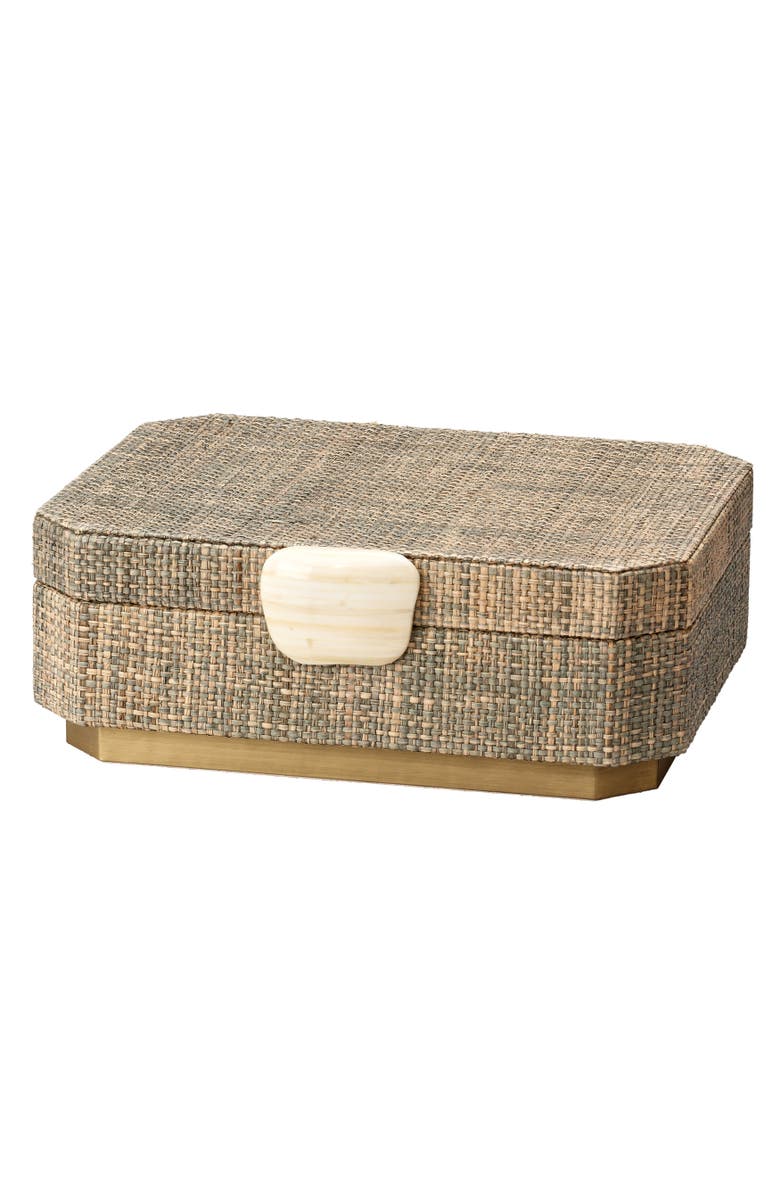 JAMIE YOUNG Eden Raffia Decorative Box, Main, color, Grey Steel