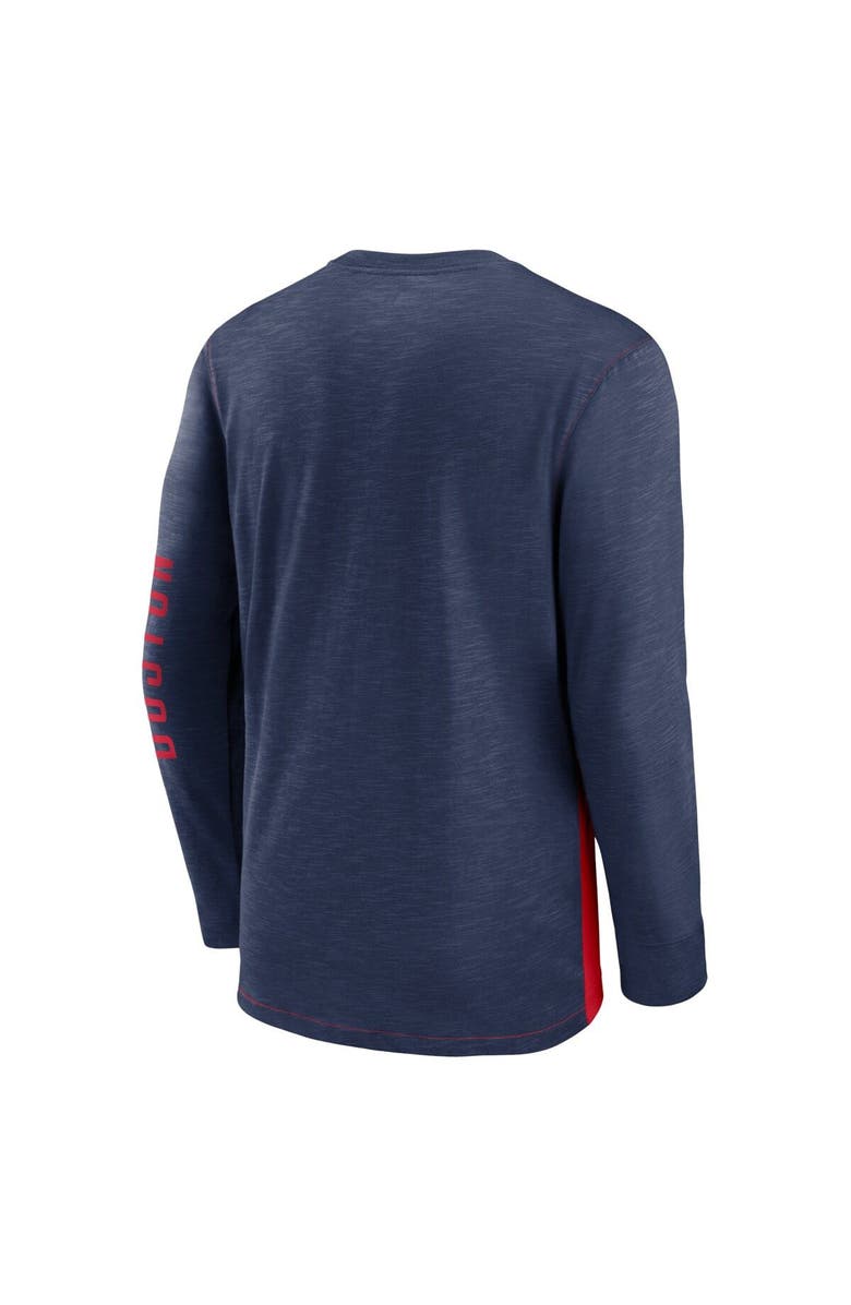 Nike Men's Nike Red/Navy Boston Red Sox Cooperstown Collection Rewind Splitter Slub Long Sleeve T-Shirt, Alternate, color,