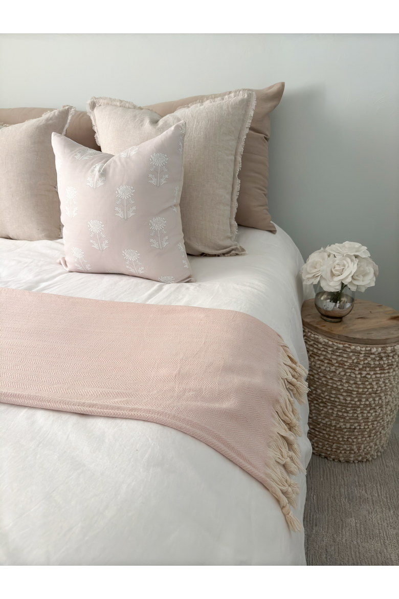 Turkish Cotton Herringbone Throw, Alternate, color, Palm Beach Pink