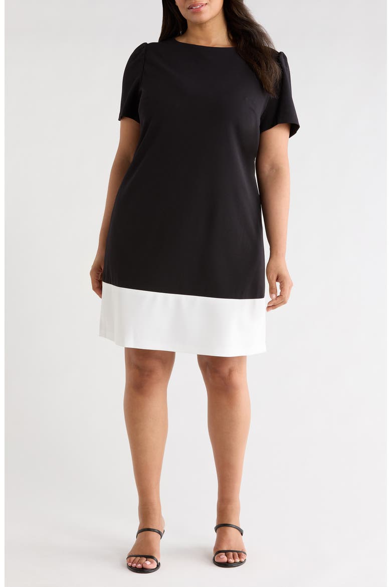 Colorblock Shift Dress, Main, color, BLACK/ LILY WHITE