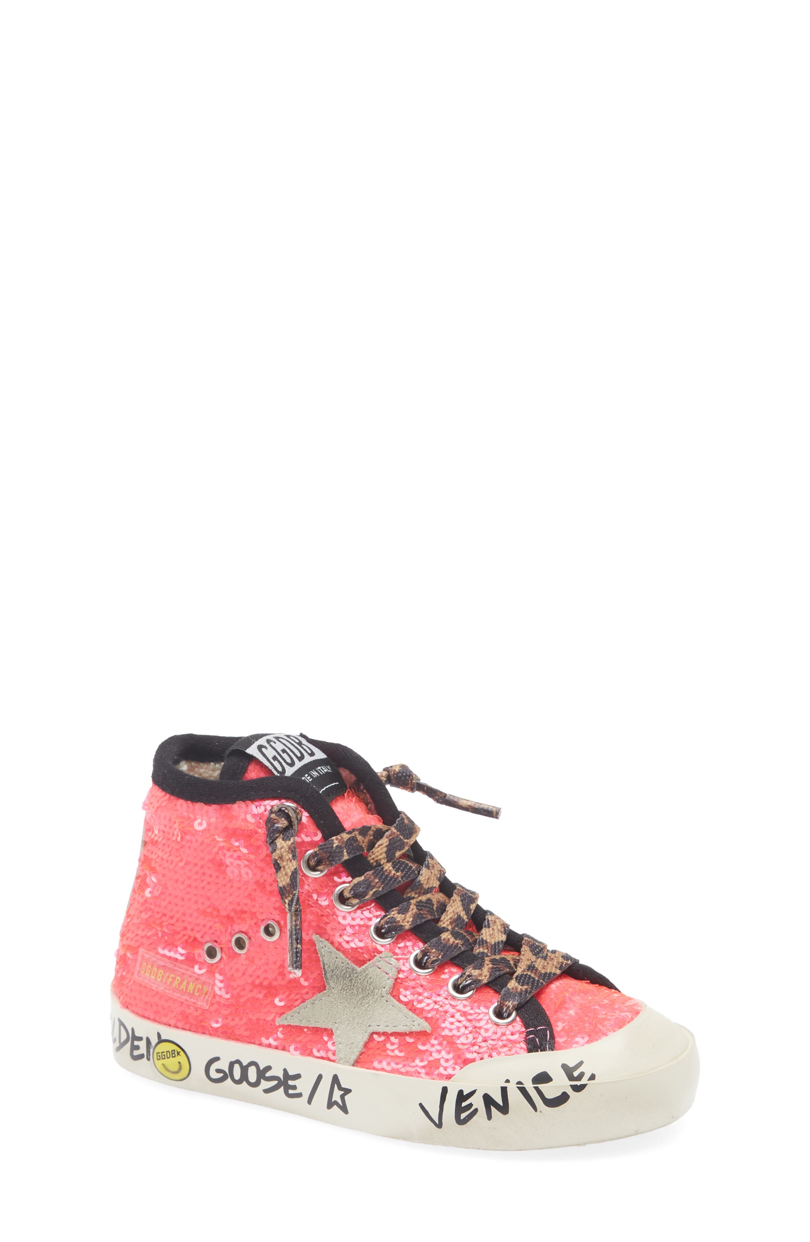 Golden Goose Kids' Francy Penstar Sequin High Top Sneaker, Main, color, Pink Fluo/ Ice/ Silver