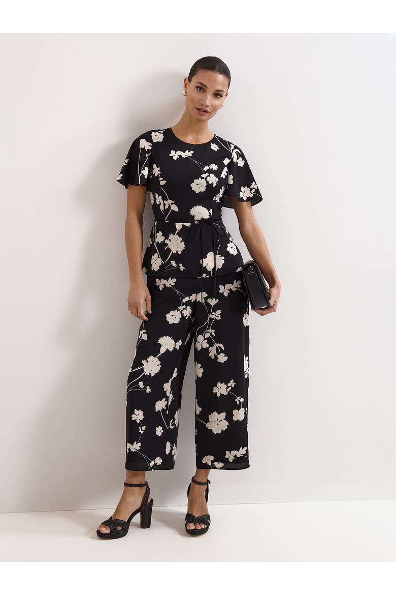 Petite Jolie Cropped Wide-Leg Jumpsuit, Main, color, Black/Ivory