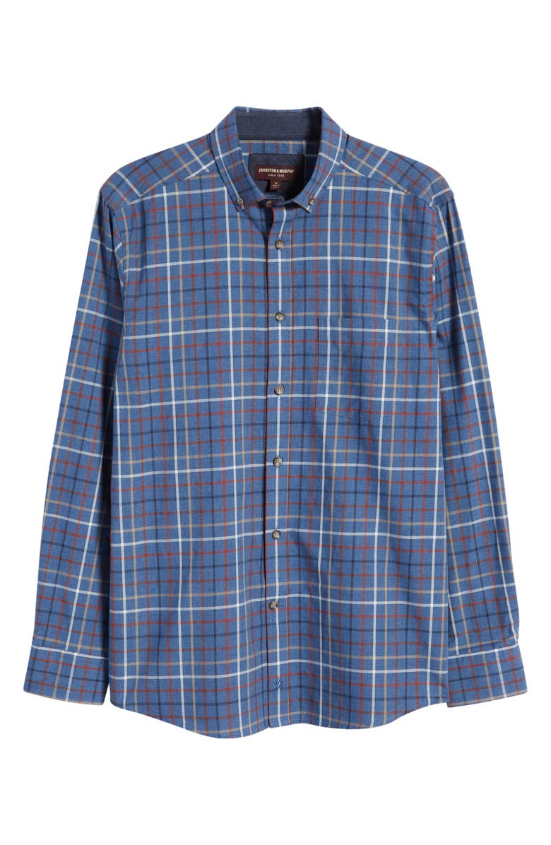 Johnston & Murphy Yarn Dyed Grid Cotton Button-Up Shirt, Alternate, color,