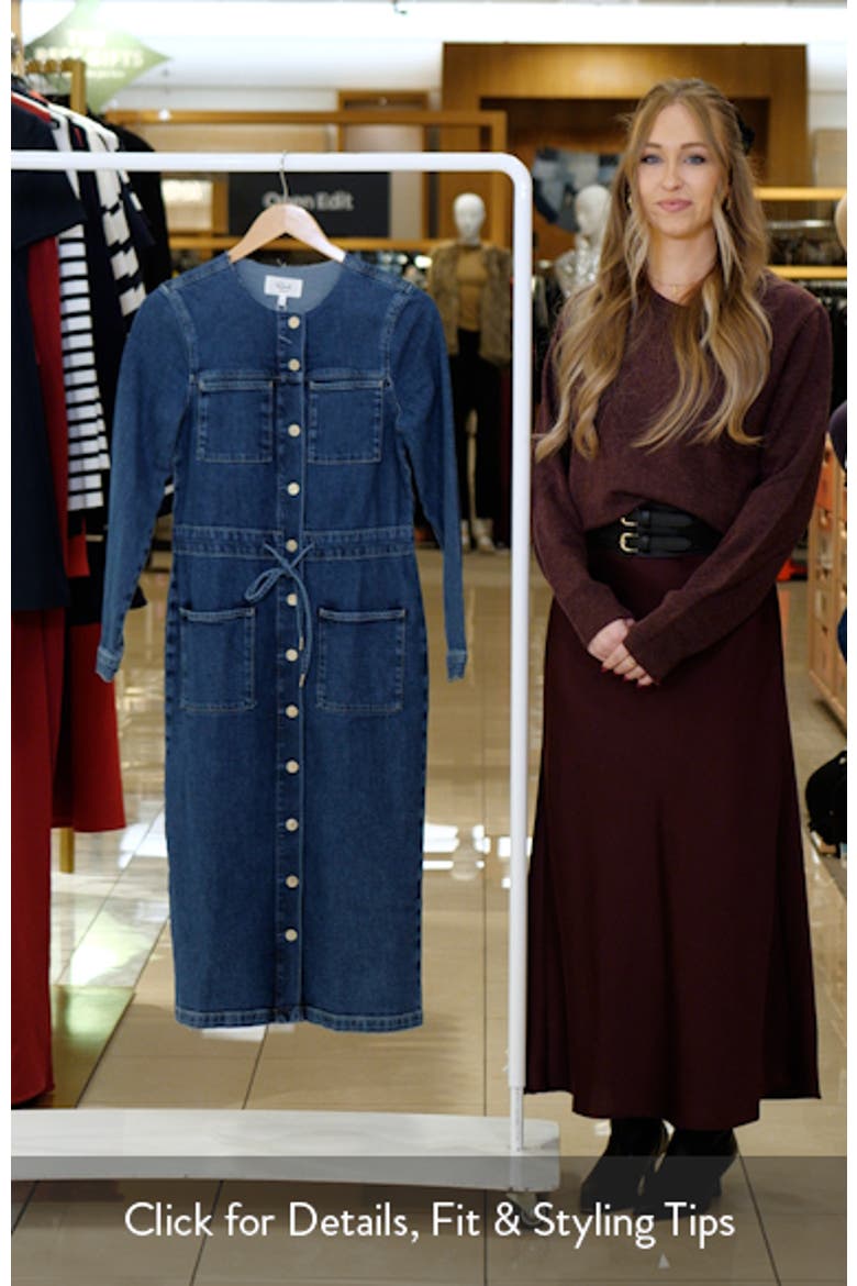 Elysian Long Sleeve Denim Midi Shirtdress video