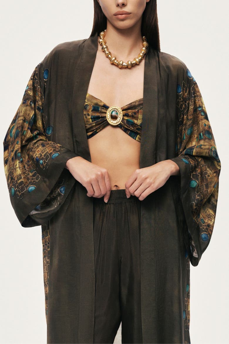 Printed Long Robe, Alternate, color, Multi-Colored