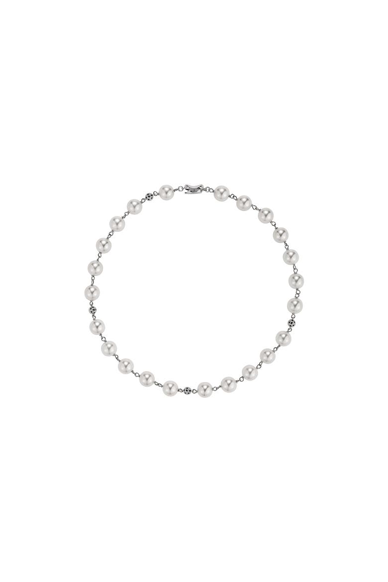 Leopard Pearl Collar Necklace, Main, color, White