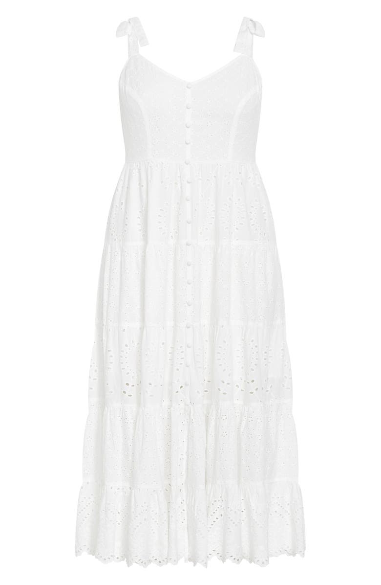 City Chic Allegra Eyelet Embroidered Maxi Dress, Alternate, color, White