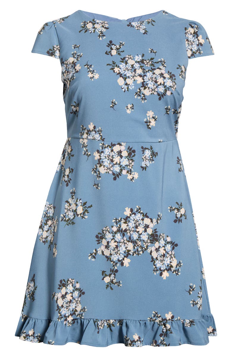 SUGARLIPS Moxie Floral Ruffle Minidress, Alternate, color, Blue-Multi