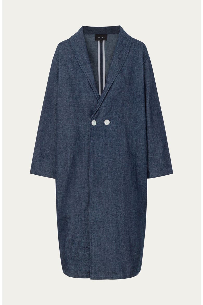 Denim Atelier Trench Coat, Alternate, color, blue denim