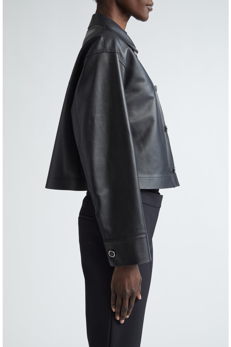 Crop Leather Shirt Jacket, Alternate, color, BLACK