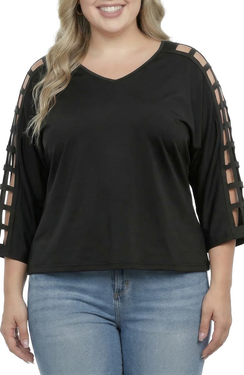Standards & Practices Cutout Sleeve V-Neck Top, Main, color, 