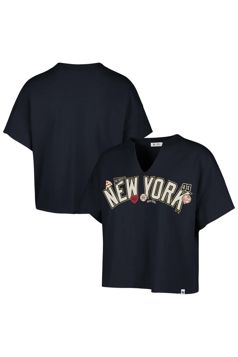 Women's '47 x Stoney Clover Lane Navy New York Yankees Oversized Notch Neck T-Shirt, Main, color, Navy