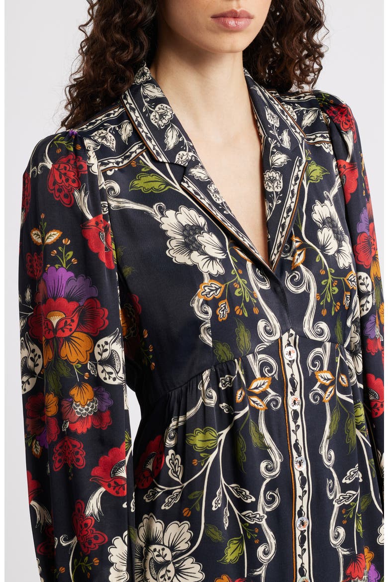 Roccoco Floral Minidress, Alternate, color, BLACK