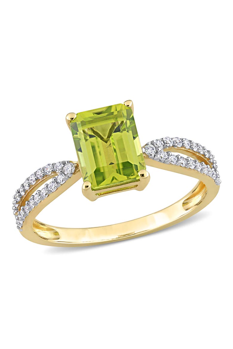 Peridot & Diamond Octagon Ring 14k, Main, color, Peridot