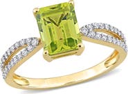 Julianna B. Peridot & Diamond Octagon Ring 14k