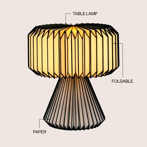 Jonathan Y Zelda 12.8" Modern Art Deco Paper Pleated Shade Accent Led Table Lamp In Black