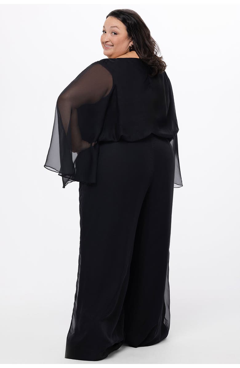 Celebrations by Sydney's Closet Scoop Neck Wide Leg Plus Size Jumpsuit with Sleeves, Alternate, color, Black