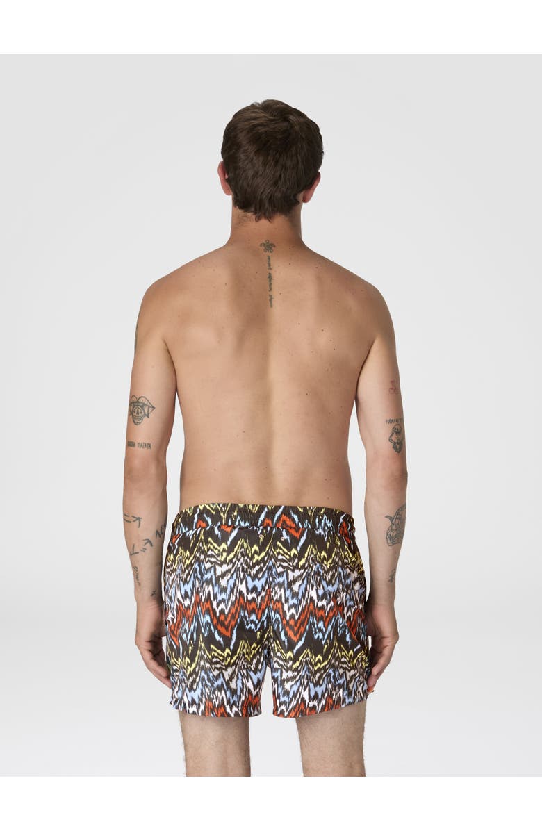 UM Mid-length Swim Shorts With Abstract Zigzag Print, Alternate, color, Black & Multicoloured