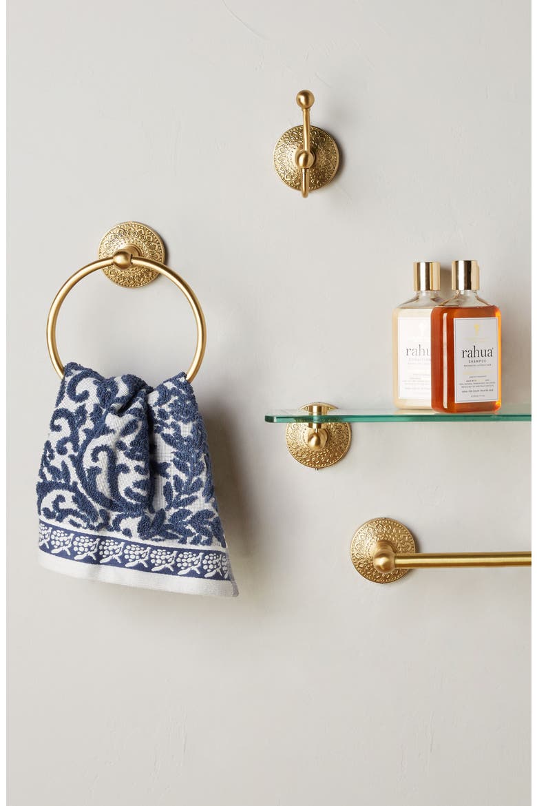 Anthropologie Brass Medallion Toilet Paper Holder, Main, color, HONEY