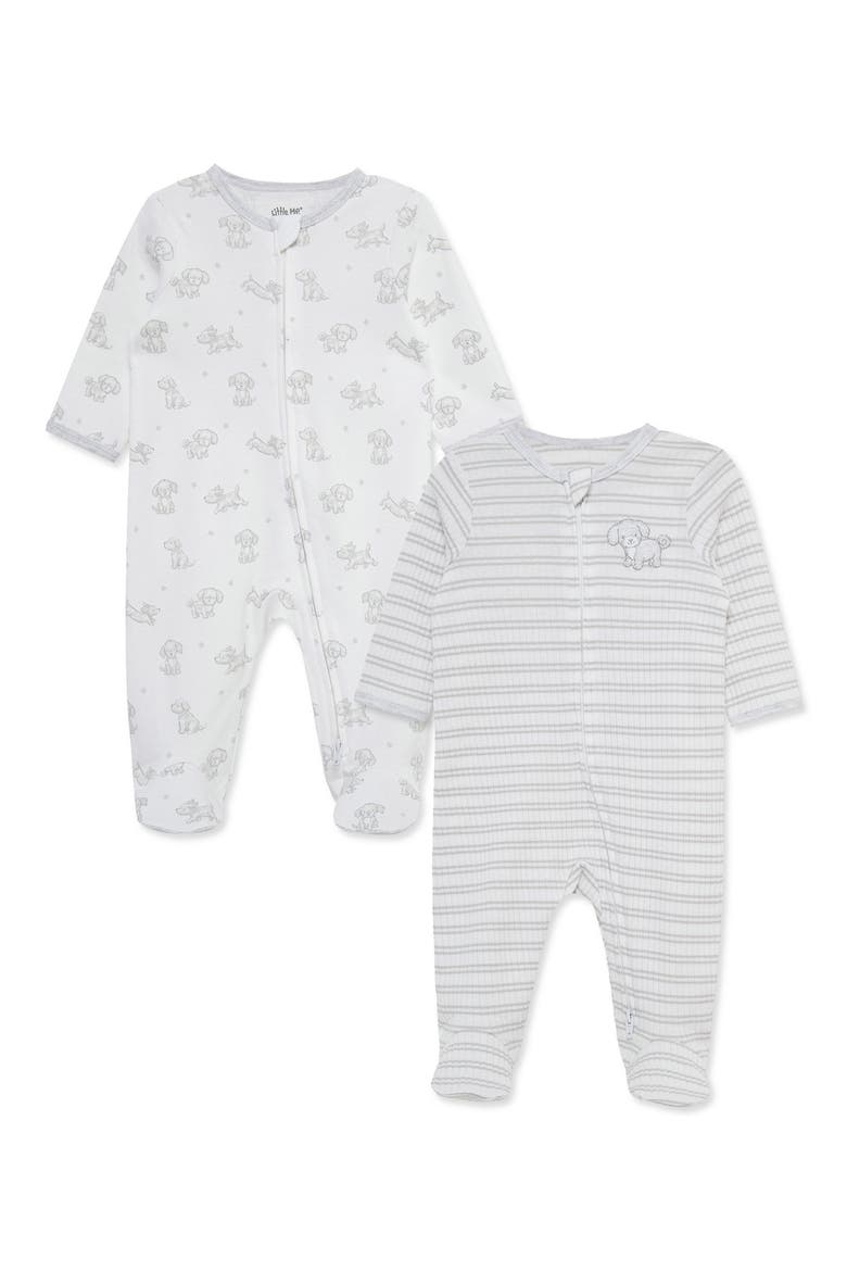Kids' 2-Pack Organic Cotton Footie Pajamas, Main, color, WHITE