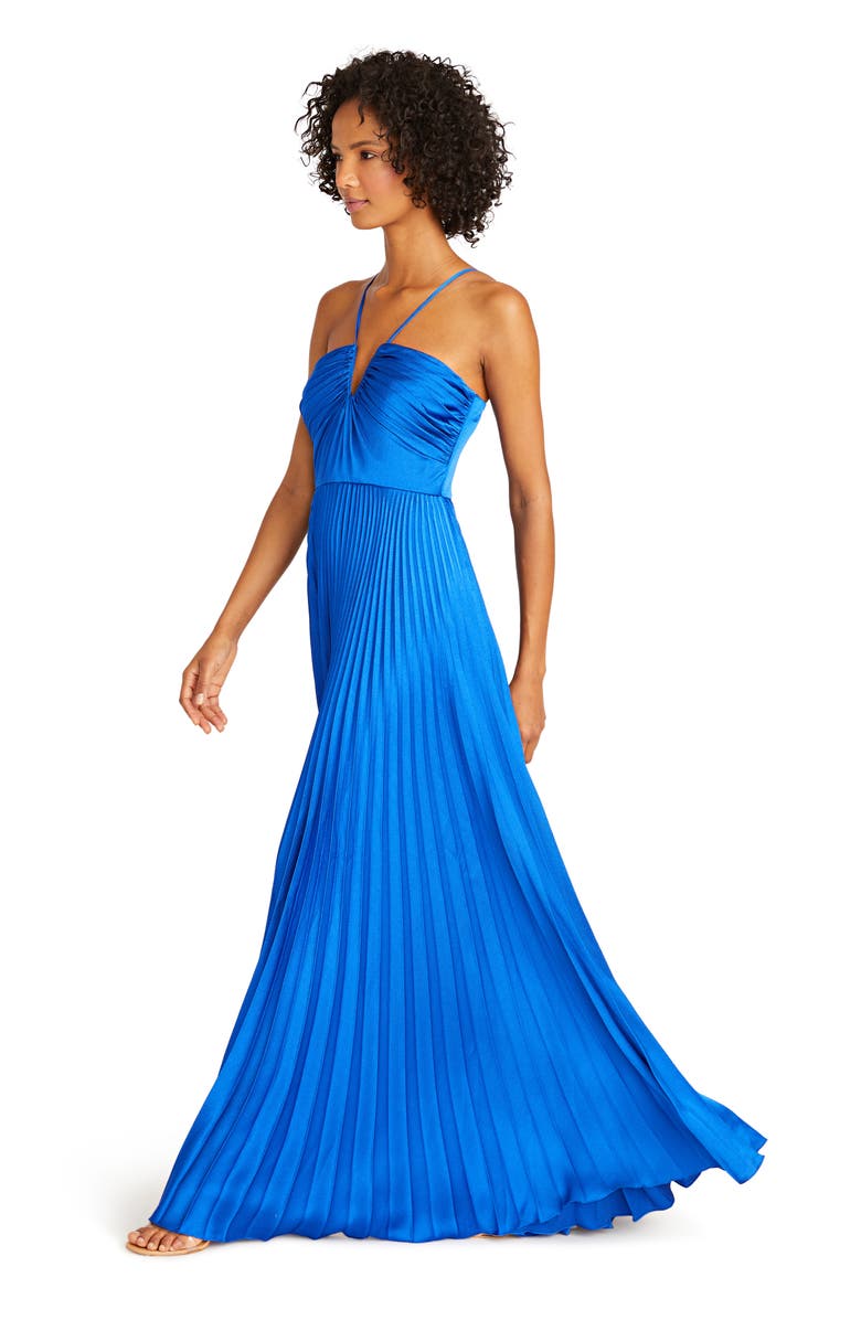 ML Monique Lhuillier Pleated Satin Gown, Alternate, color,